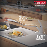Delta 470-WH-DST Signature Single Handle Pull-Out Kitchen Faucet White